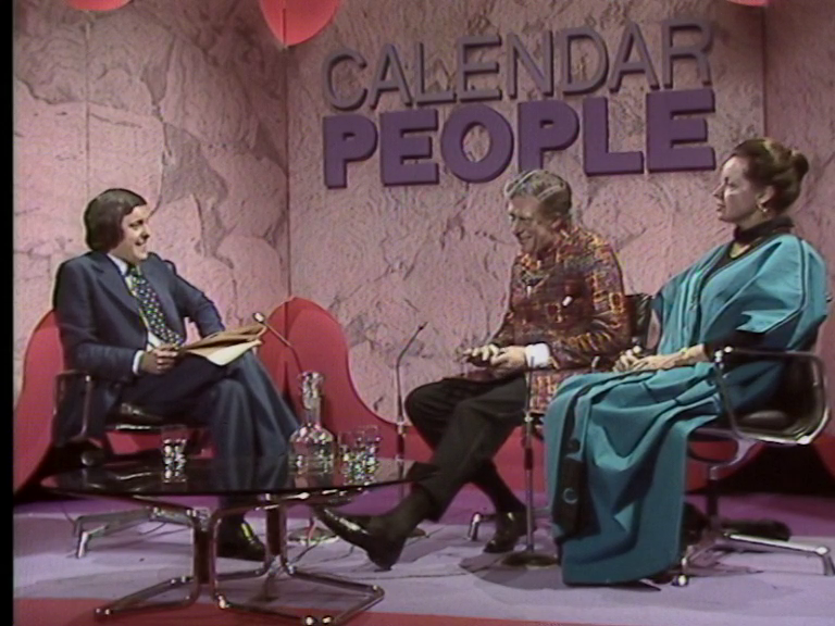 Three people on the Calendar People TV show