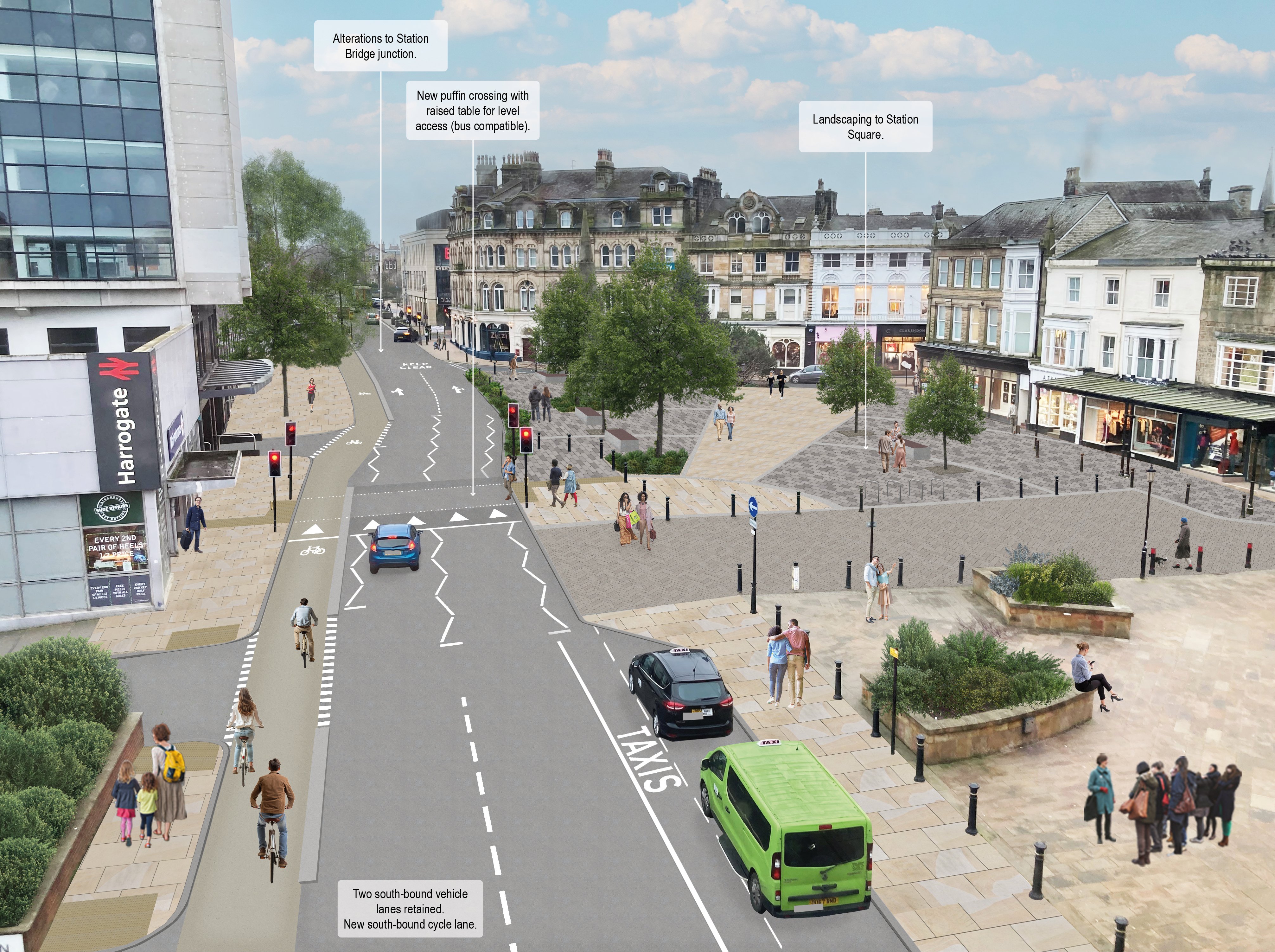 Illustration of Station Parade South facing with labels