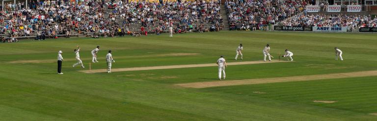 Cricketers on the pitch at Scarborough Cricket club