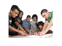 A group of 6 people working as a team