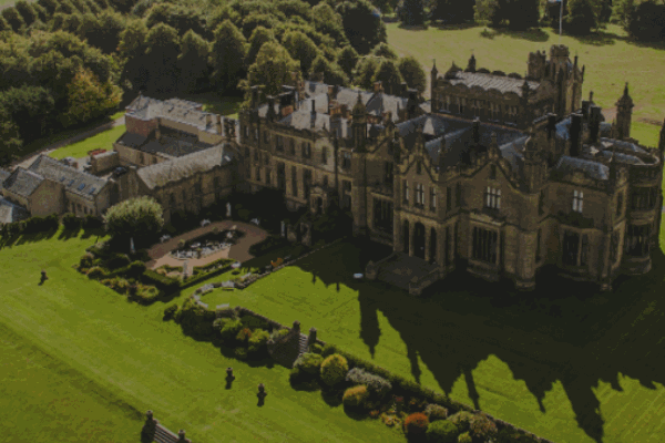 Allerton Castle wedding venue from above.