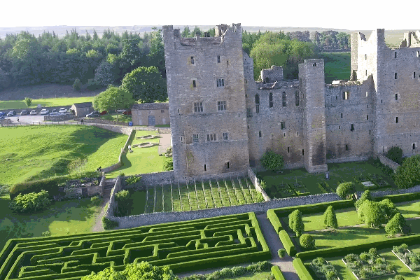Bolton Castle wedding venue from above.