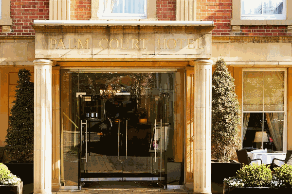 Palm Court Hotel entrance.