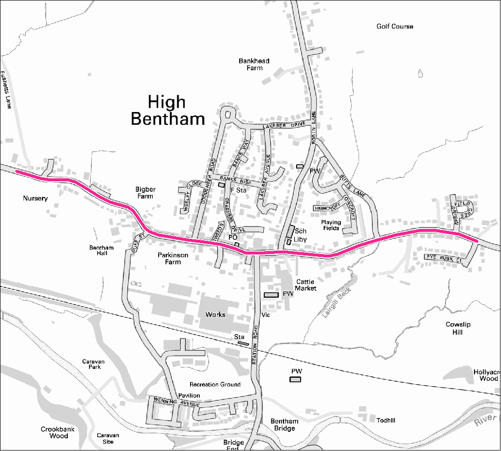 Bentham footpath gritting map. Contact us for this information in a different format.