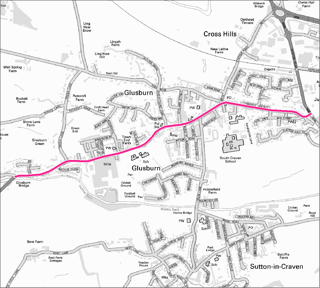 Cross Hills footpath gritting map. Contact us for this information in a different format.