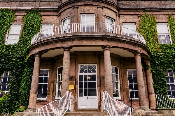 Outside of Wood Hall Hotel wedding venue in North Yorkshire