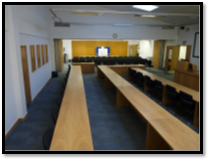 Empty civic suite, Council chamber and Committee room combined.