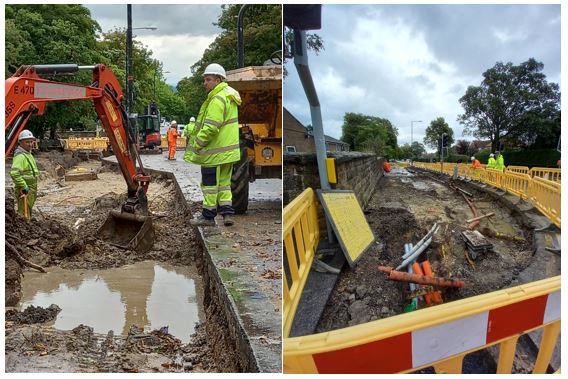 Work underway during the second week of work on Otley Road