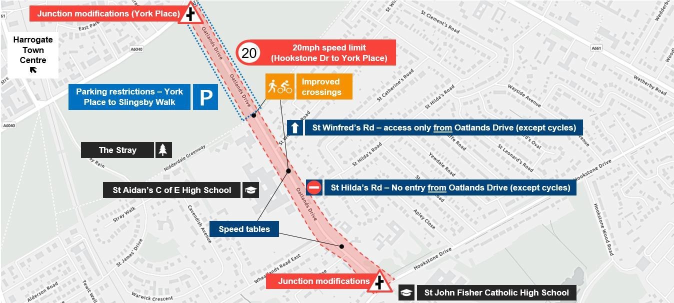 A map showing the second part of the Harrogate cycle improvements as outlined above