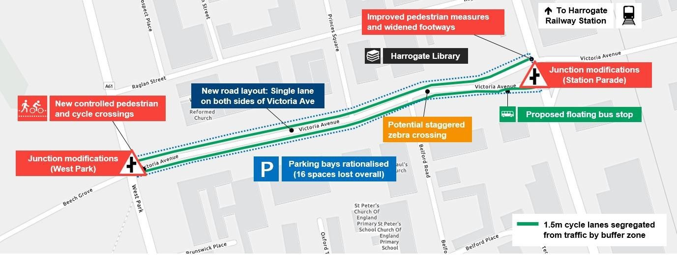 A map showing the third part of the Harrogate cycle improvements as outlined above