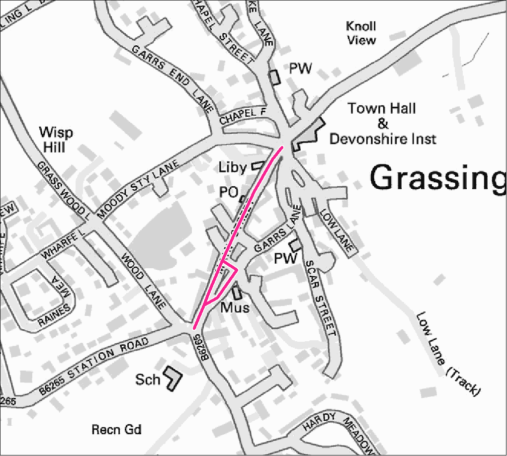 Grassington footpath gritting map. Contact us for this information in a different format.