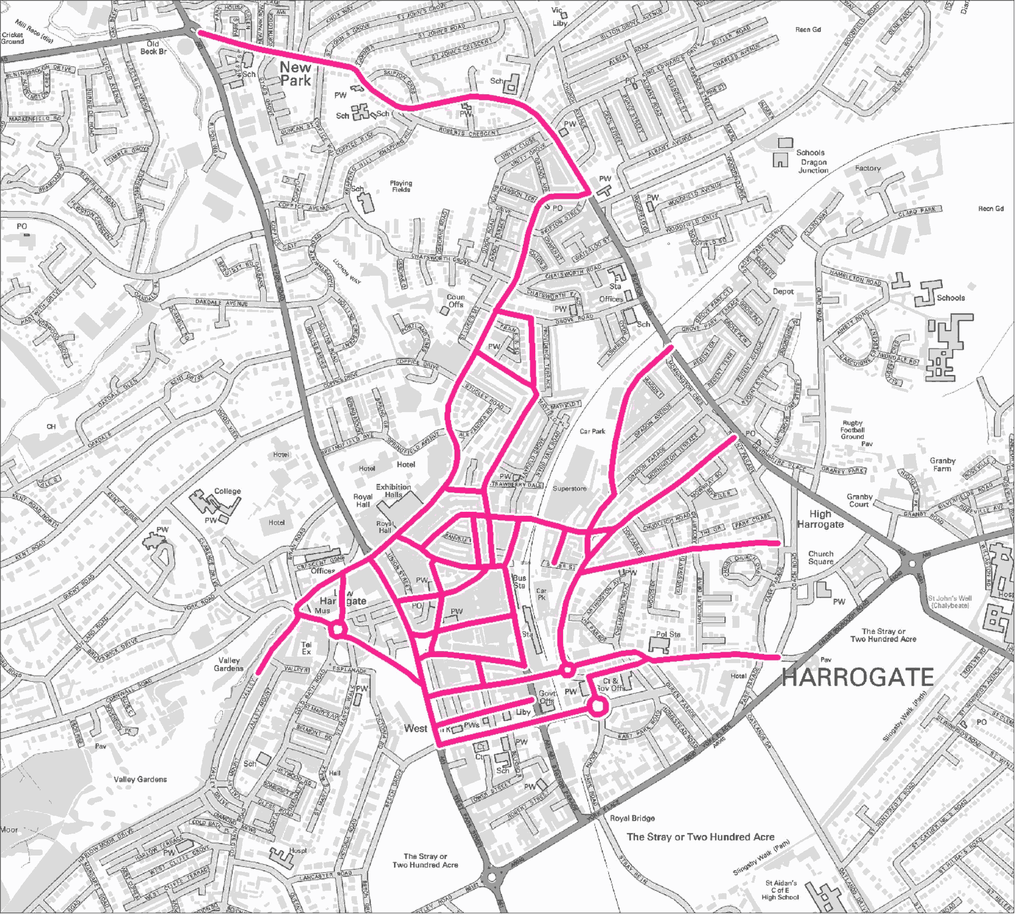 Harrogate footpath gritting map. Contact us for this information in a different format.