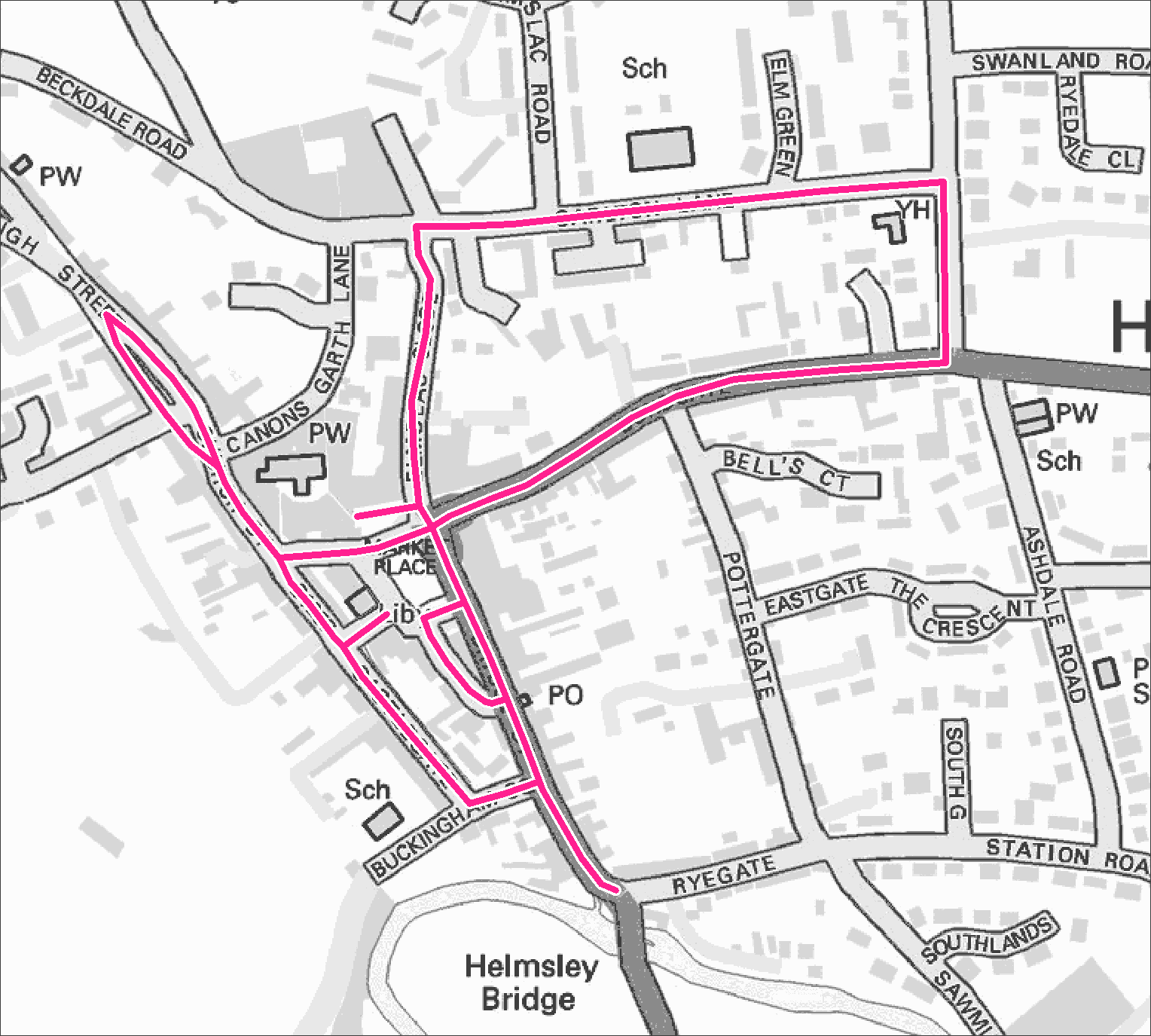 Helmsley footpath gritting map. Contact us for this information in a different format.