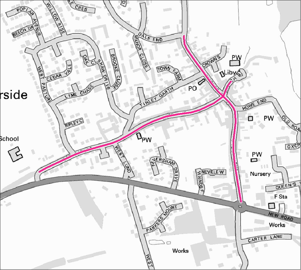 Kirkbymoorside footpath gritting map. Contact us for this information in a different format.