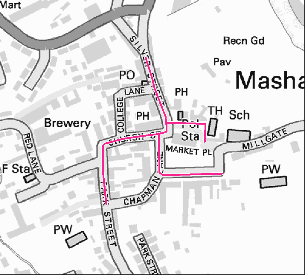 Masham footpath gritting map. Contact us for this information in a different format.