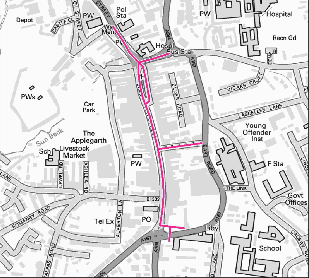 Northallerton footpath gritting map. Contact us for this information in a different format.