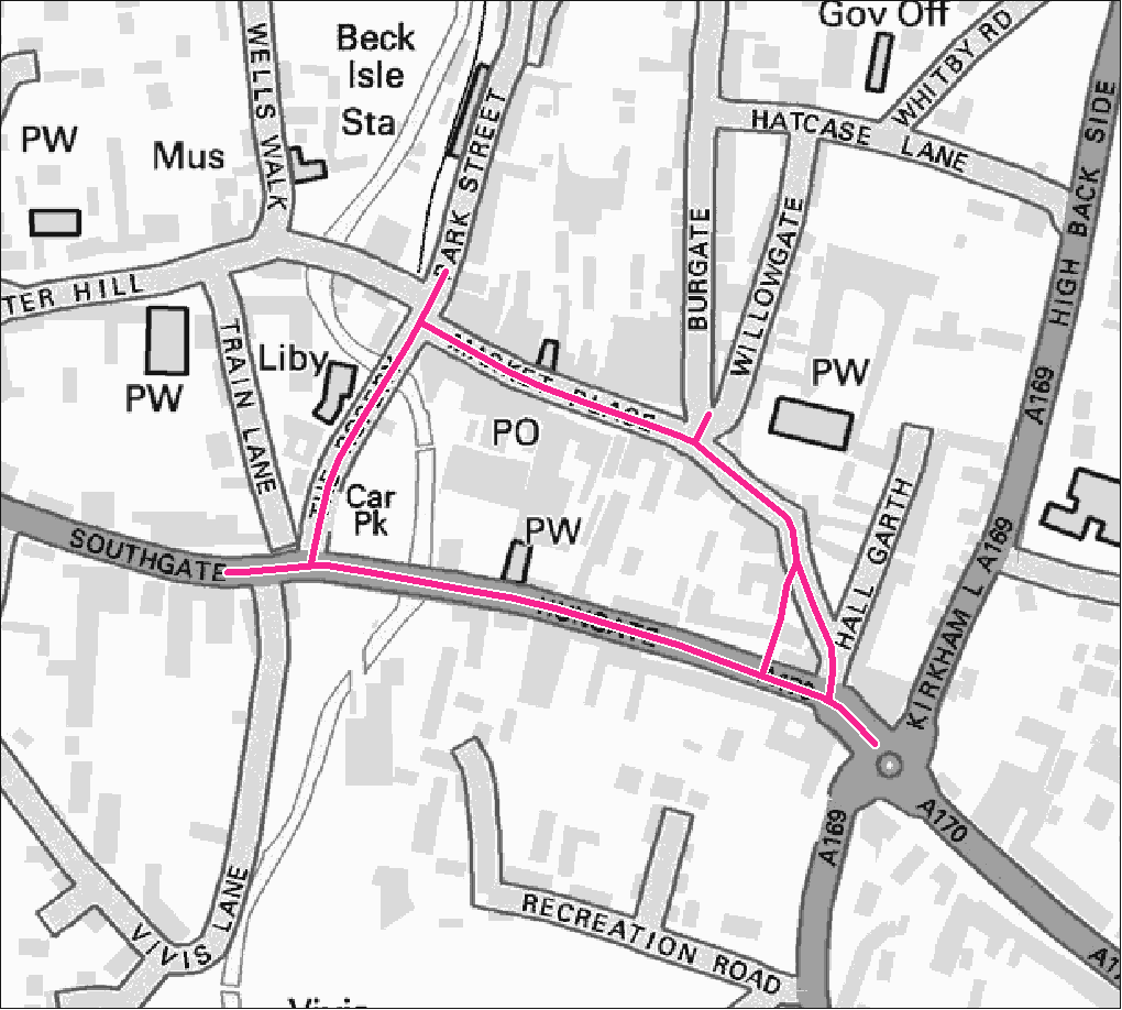 Pickering footpath gritting map. Contact us for this information in a different format.