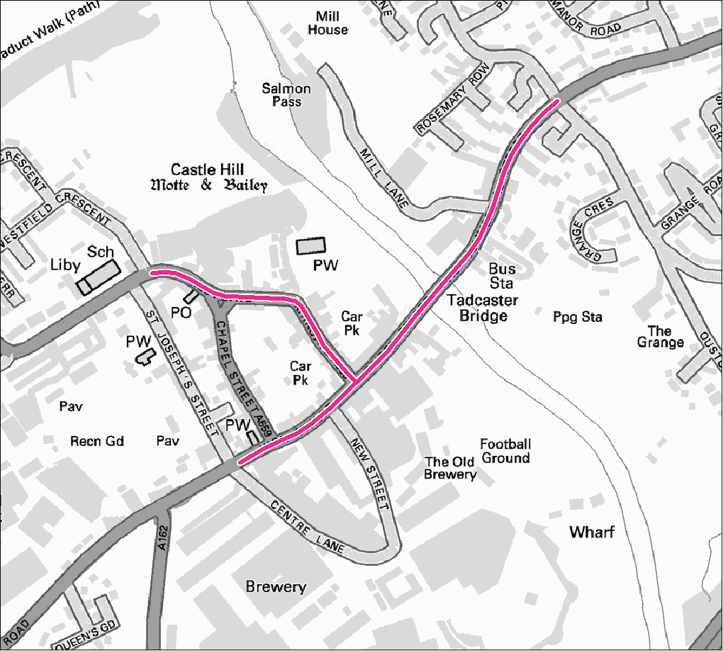 Tadcaster footpath gritting map. Contact us for this information in a different format.