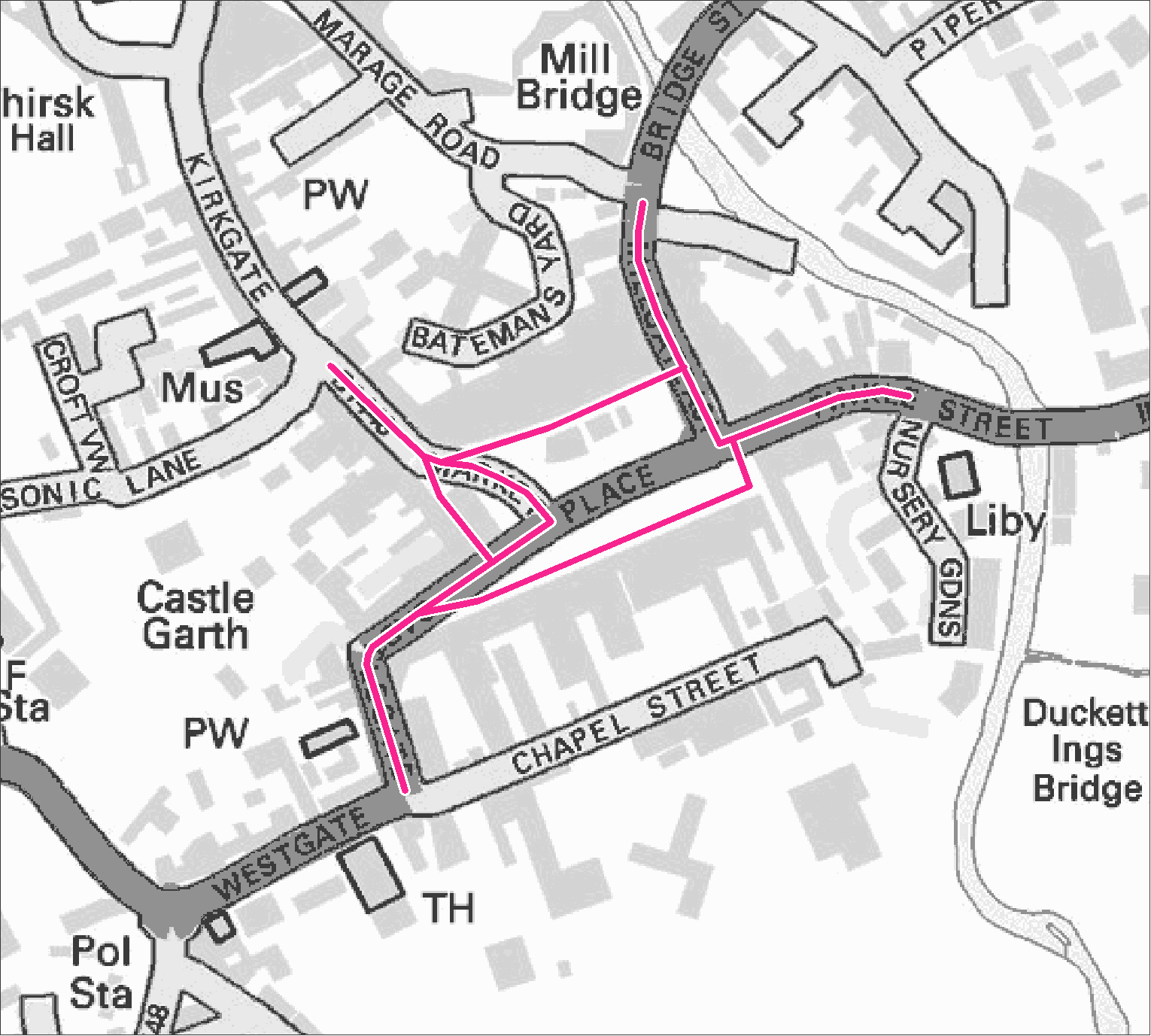 Thirsk footpath gritting map. Contact us for this information in a different format.