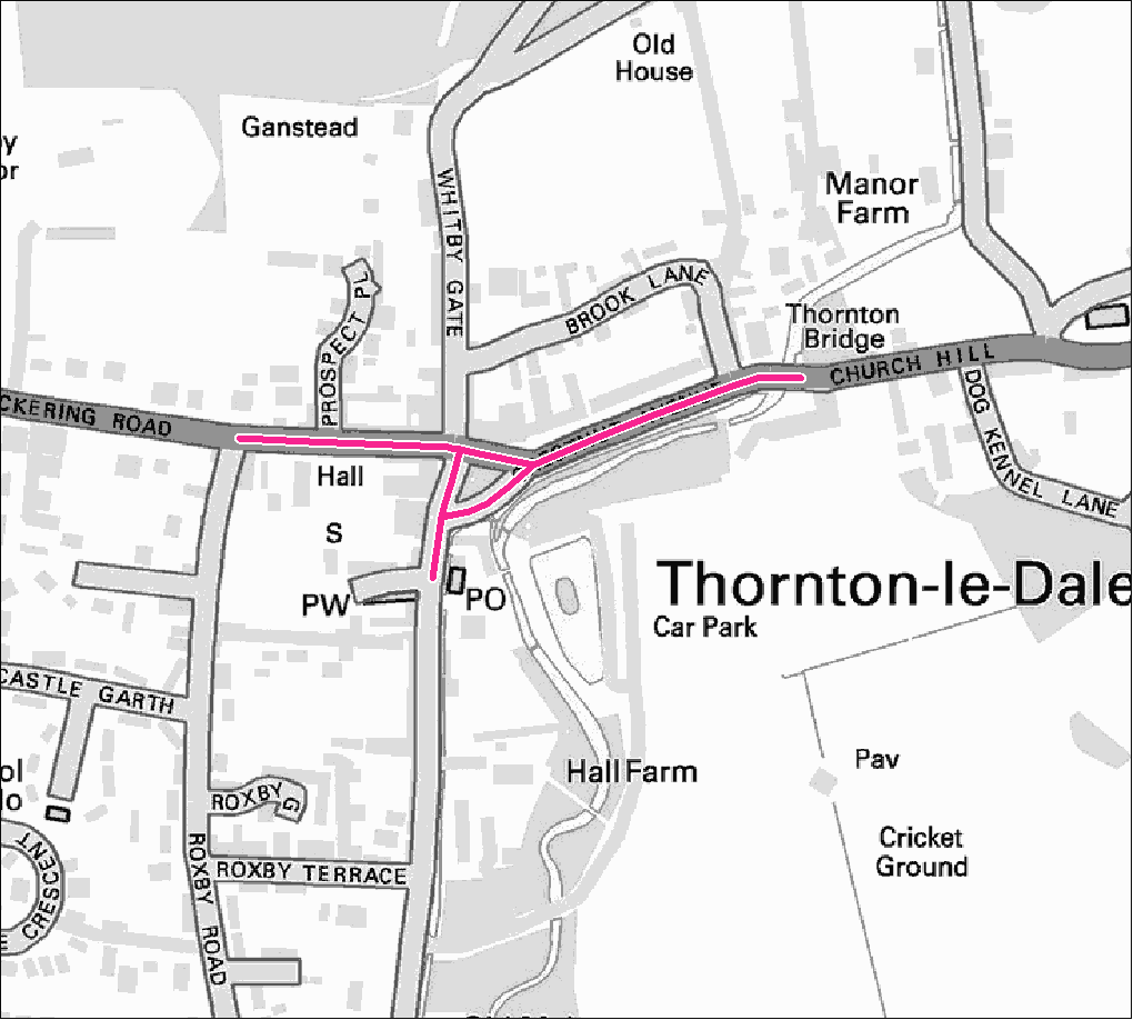 Thornton le Dale footpath gritting map. Contact us for this information in a different format.