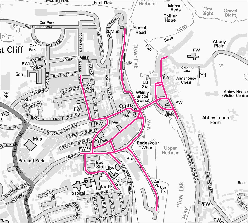 Whitby footpath gritting map. Contact us for this information in a different format.