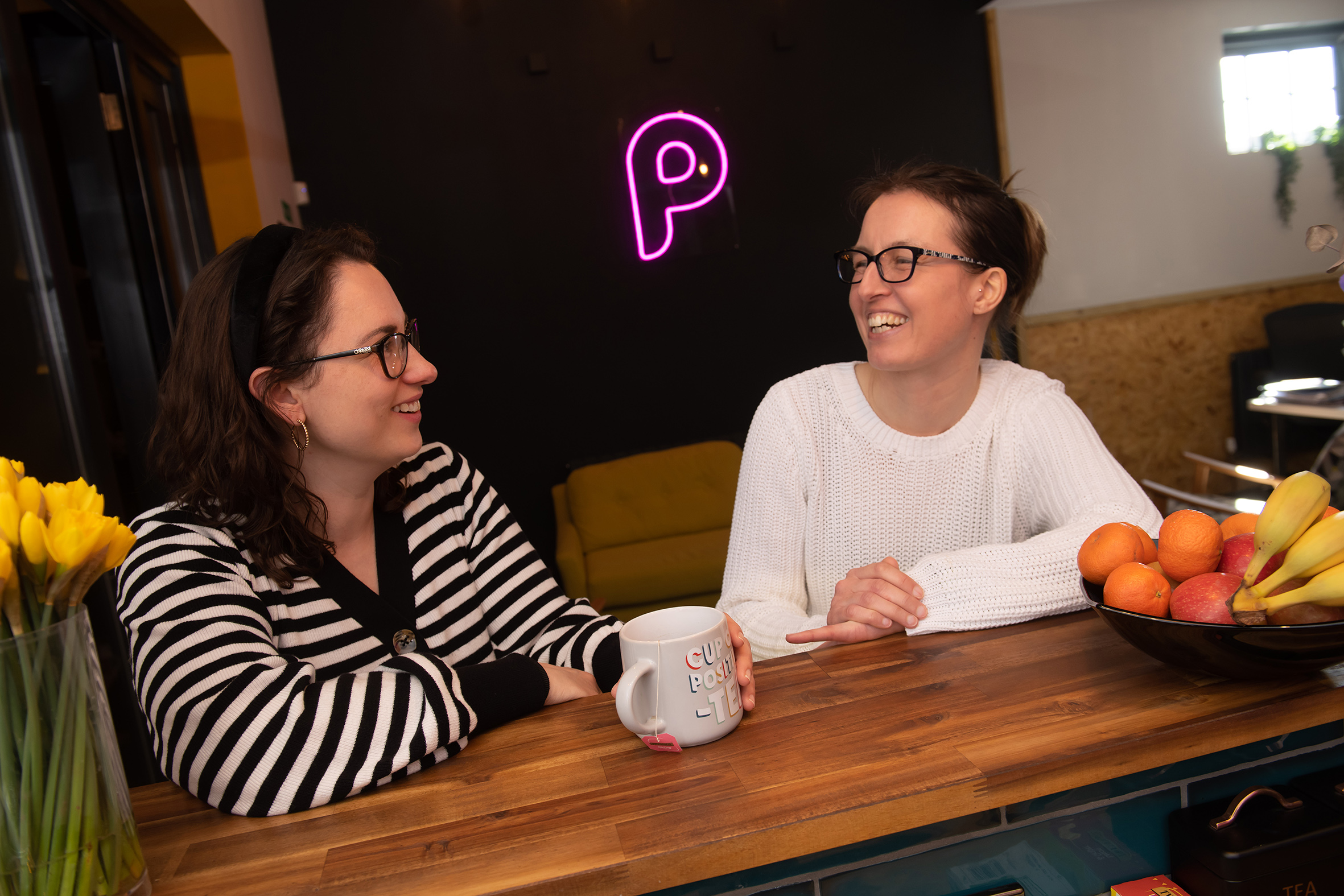 Two people sitting at a table