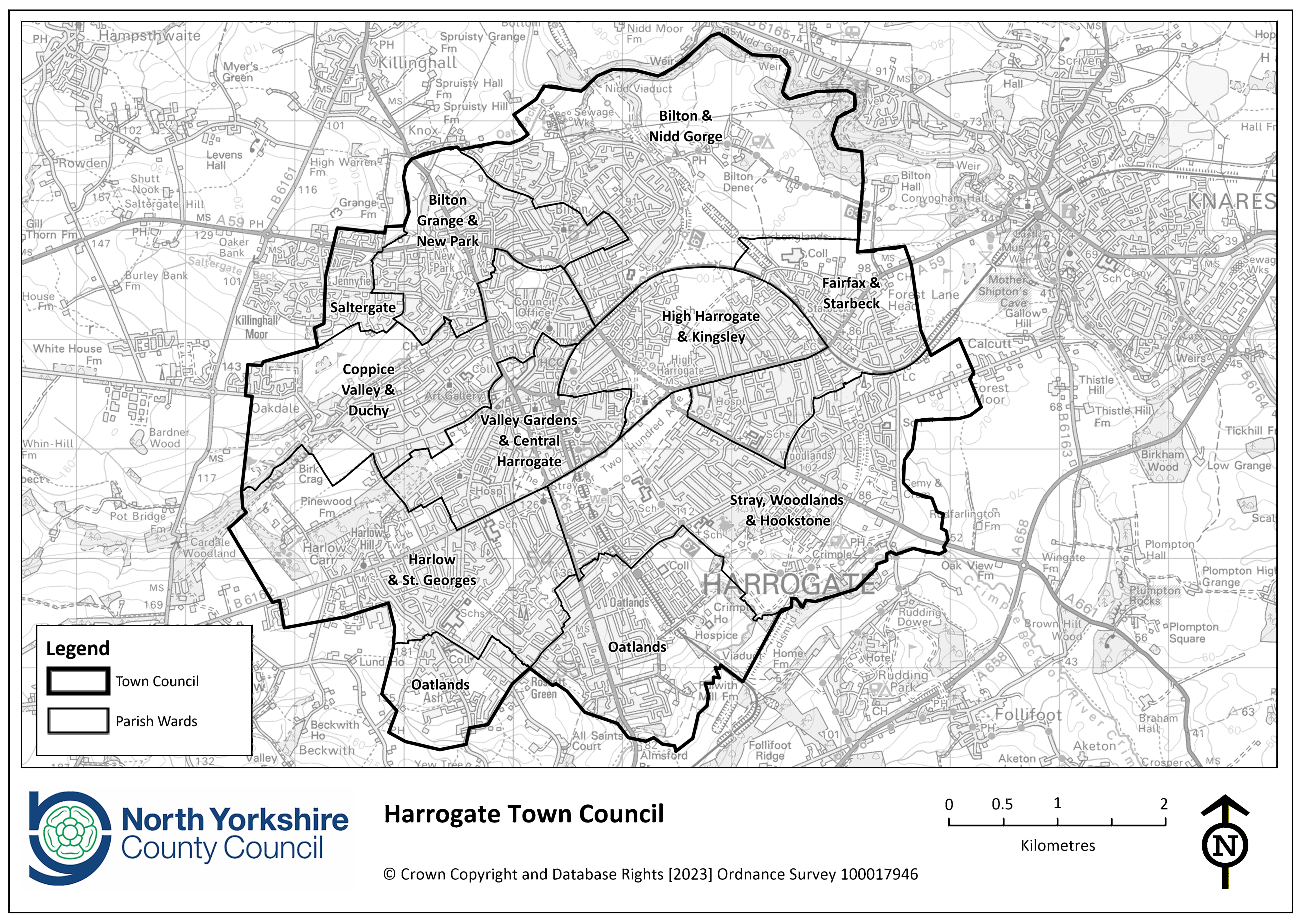Harrogate town council boundary map