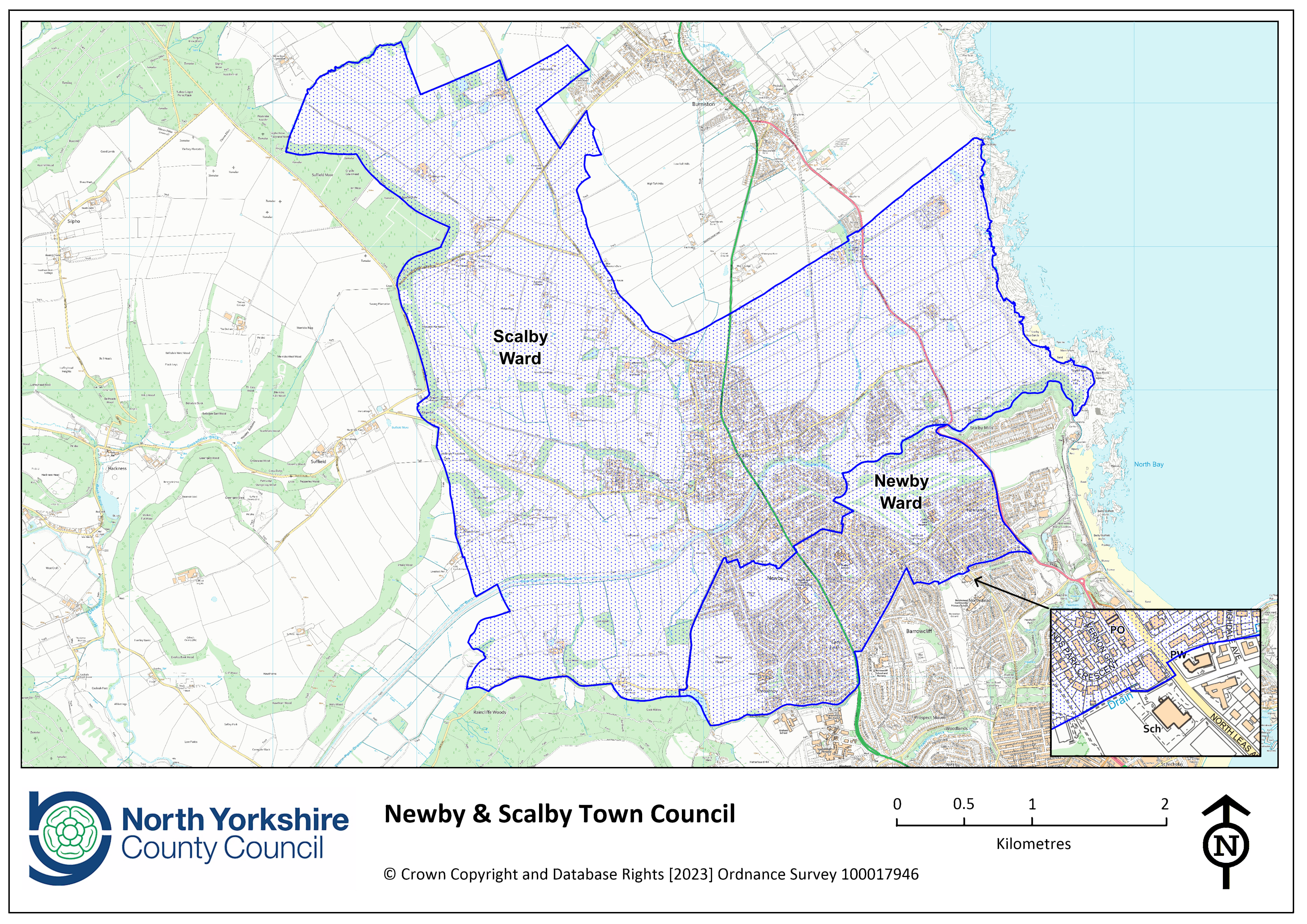 Newby and Scalby town council boundary map
