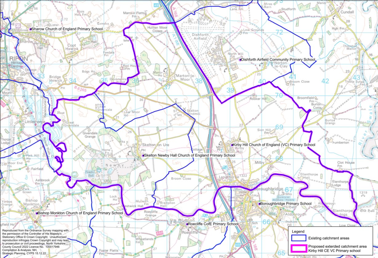 Image showing the current catchment area of Skelton Newby Hall CE as well as the newly proposed catchment area.