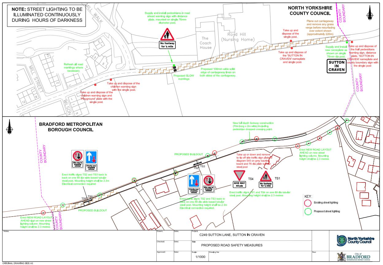 A map of Sutton Lane improvements