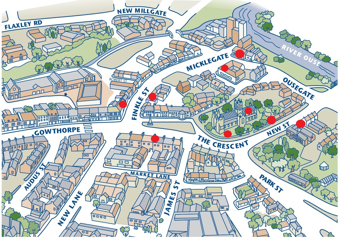 A map of Selby shopping area