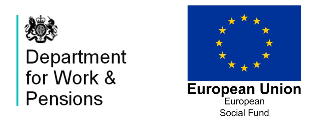 Department for work and pensions logo and European Union social fund logo