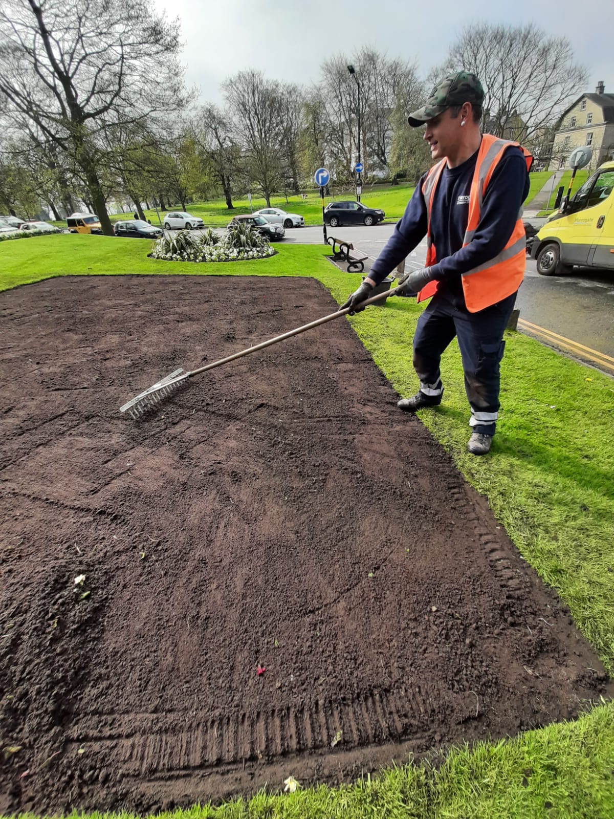 Preparation for the carpet bedding in Harrogate