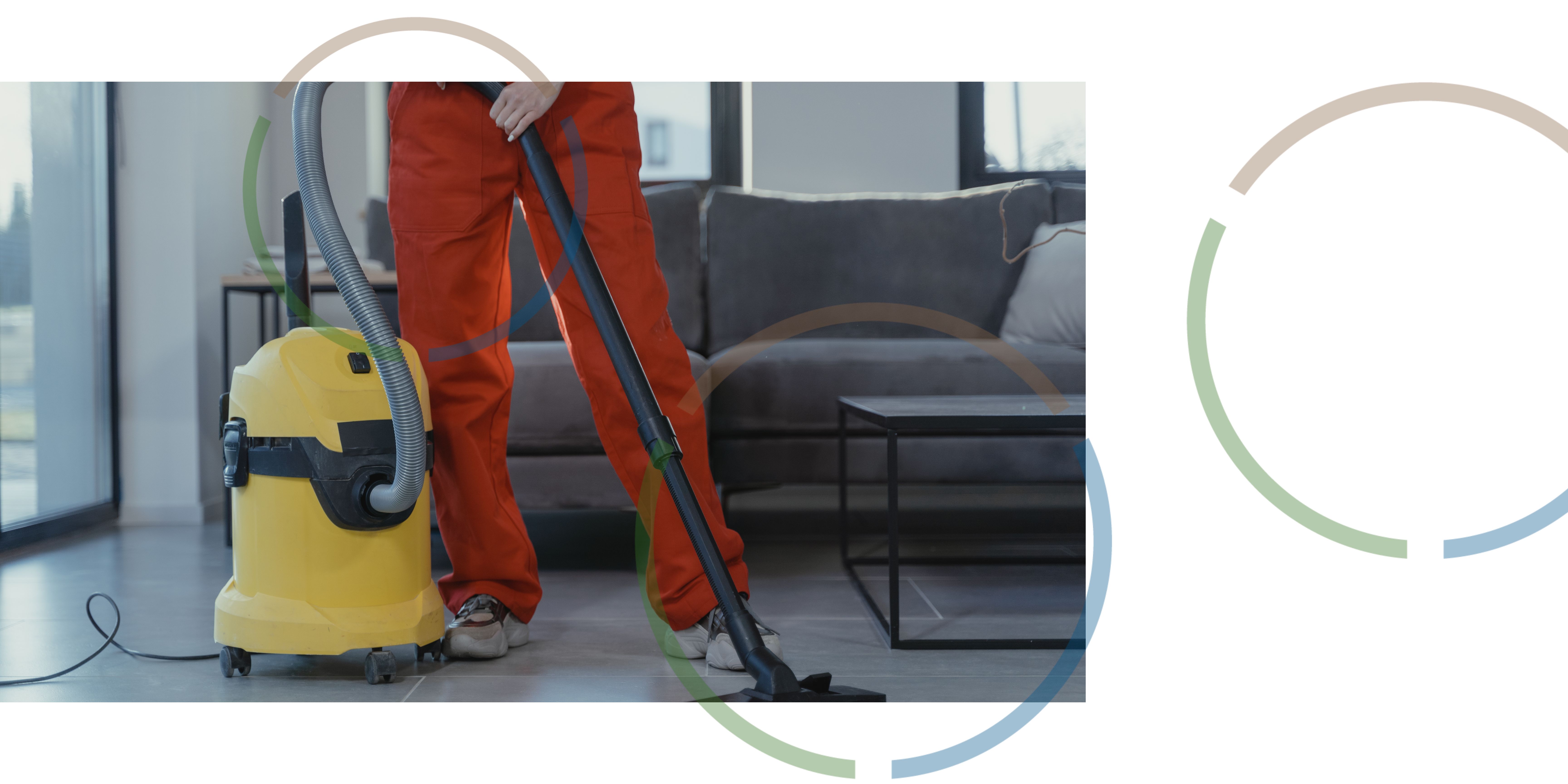 A person cleaning a floor.