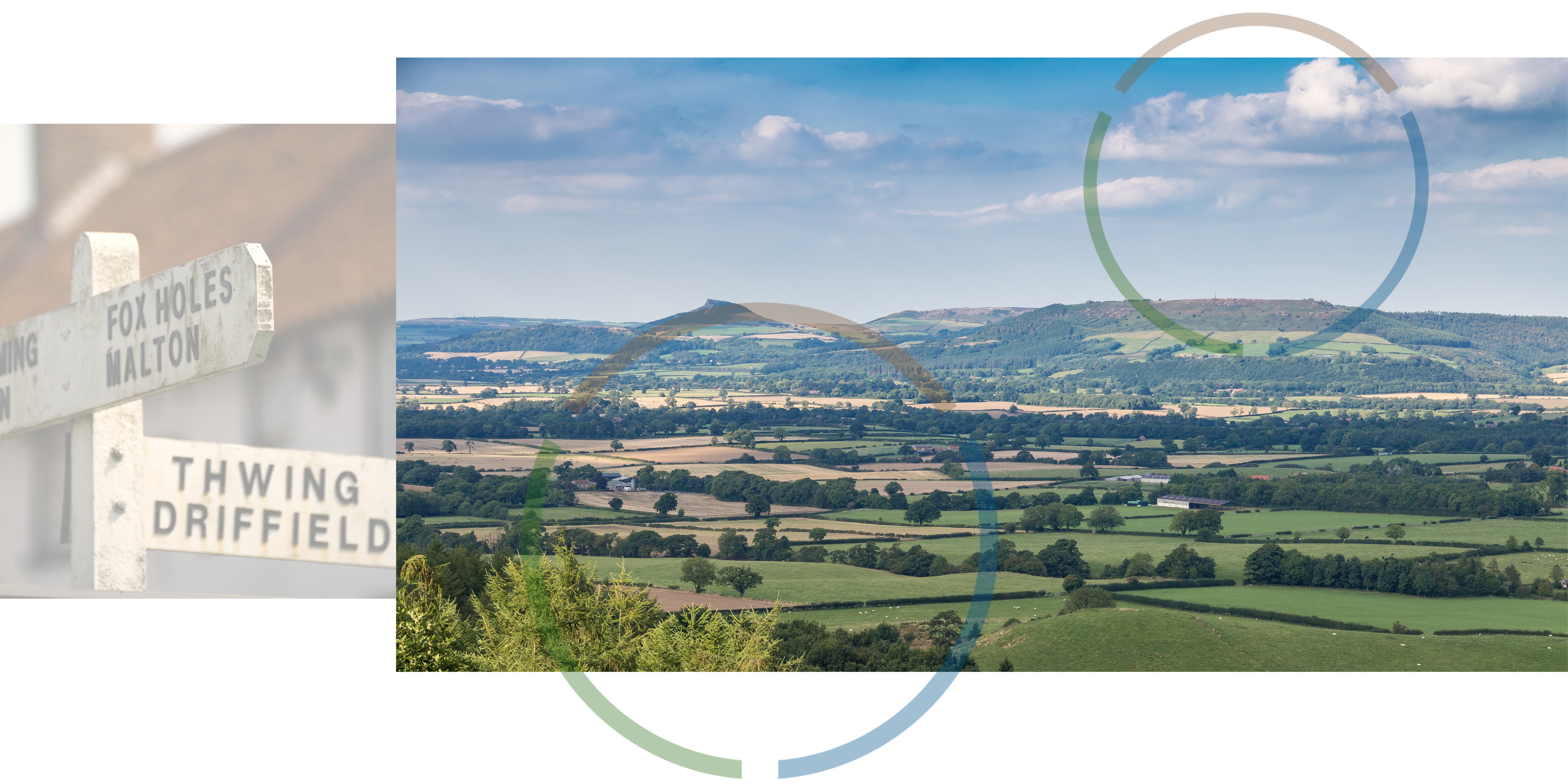 Countryside views of North Yorkshire with signs.