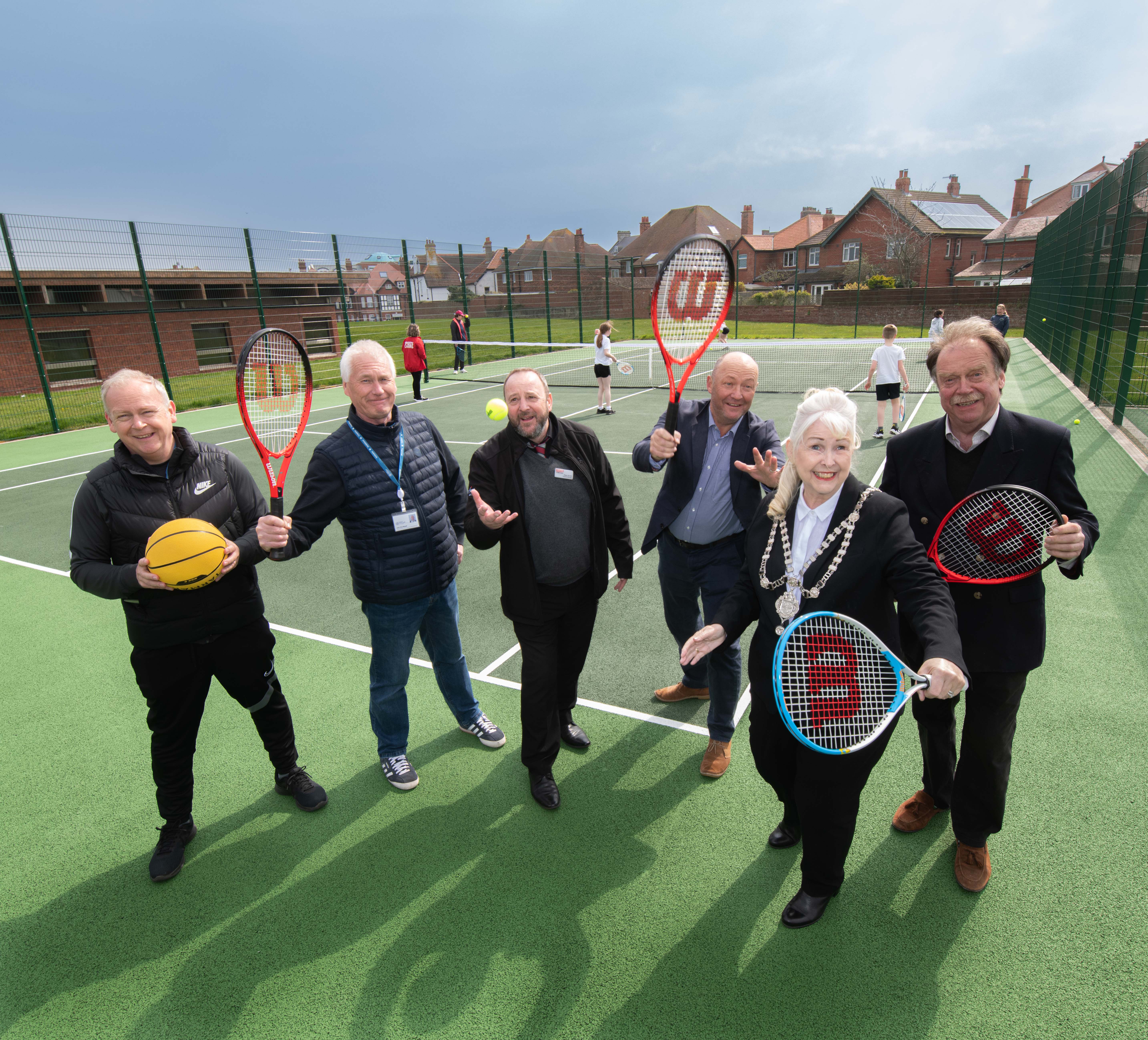 North Yorkshire Council sports development manager, Matt Hewison, North Yorkshire Council northern area engineer, John Woodhead, Everyone Active contracts manager, Peter Smith, North Yorkshire Council local member for Whitby West division, Cllr Phil Trumper, Mayor of Whitby, Cllr Linda Wild, and North Yorkshire Council’s executive member for culture, arts and housing, Cllr Simon Myers.