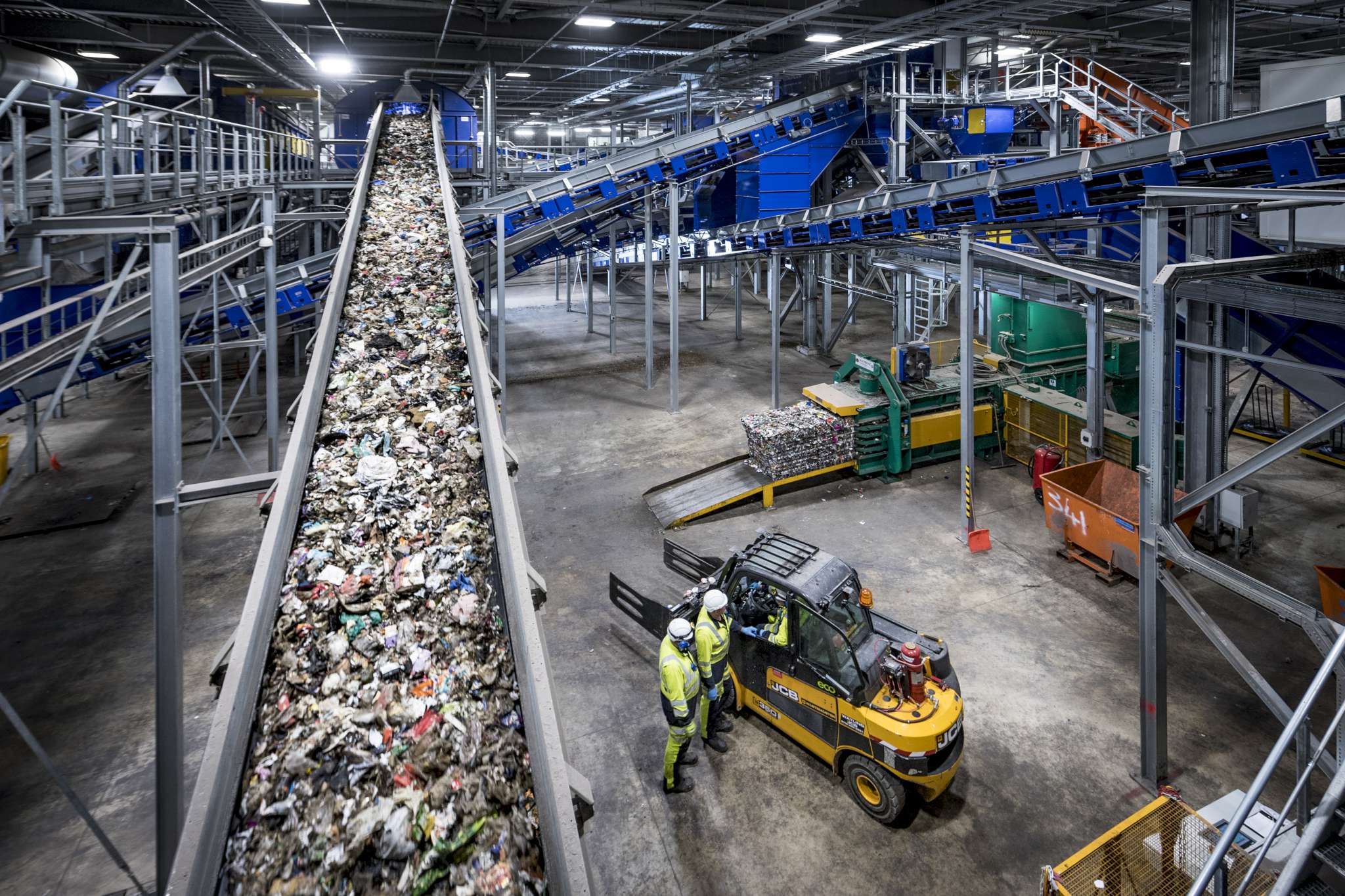 Rubbish on a conveyor belt inside Allerton Waste Recycling Centre
