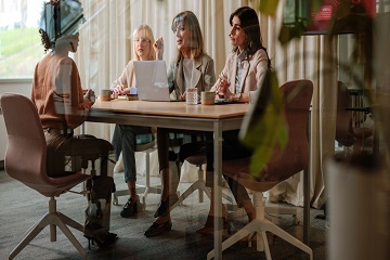 Women having a job interview in an office.