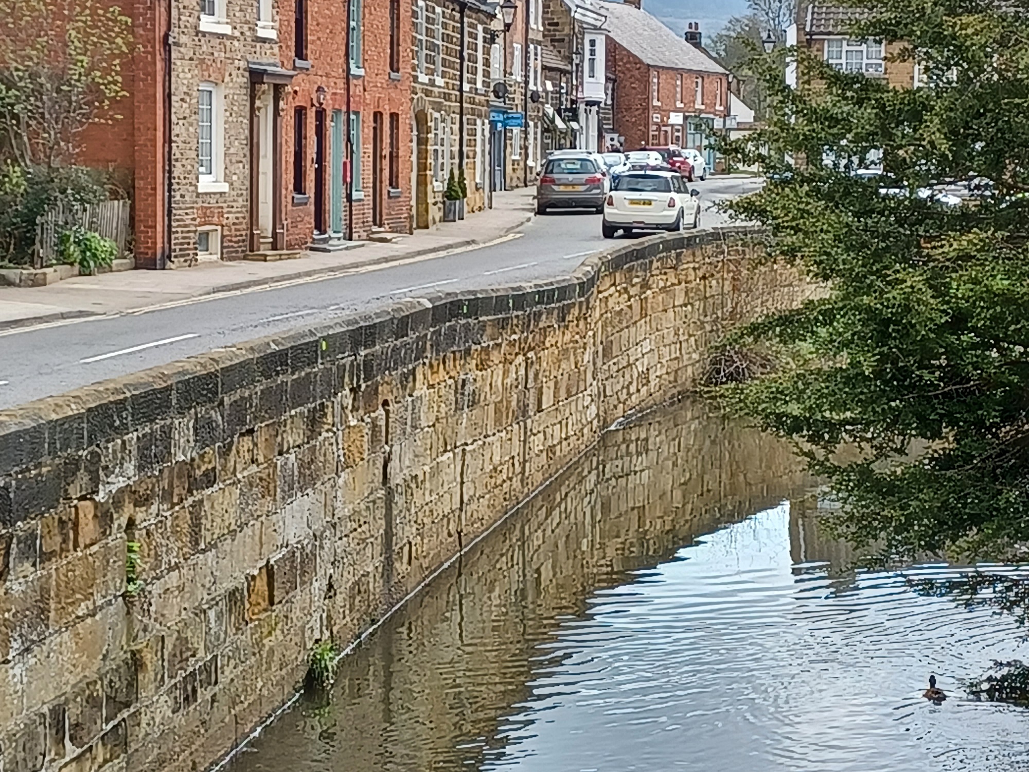 The wall which is in need or repair in Great Ayton