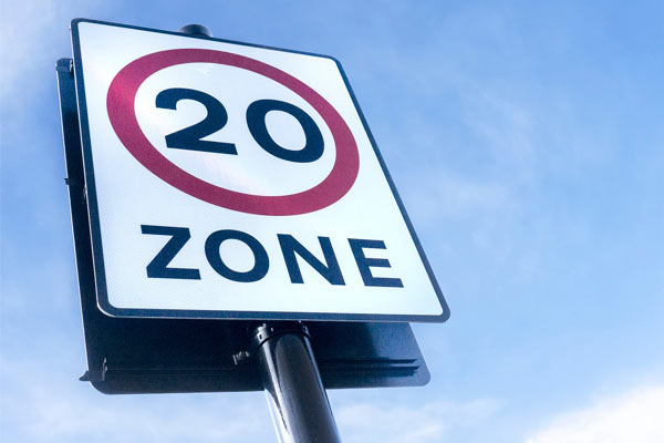 20mph zone sign