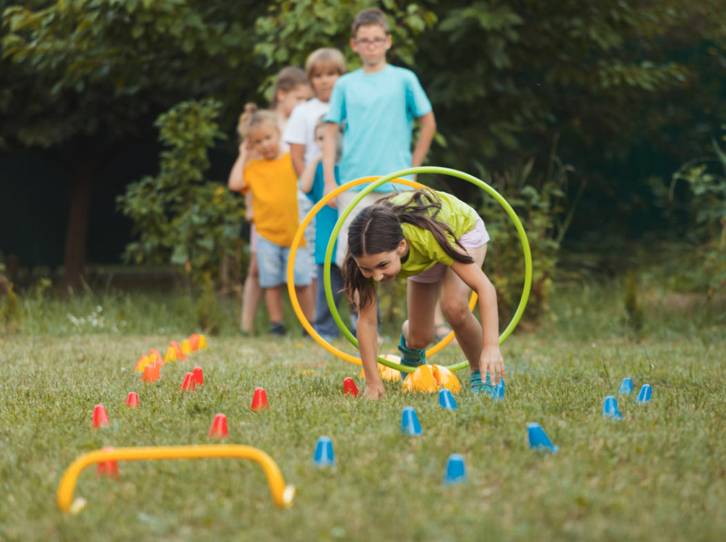 Children going through hoops