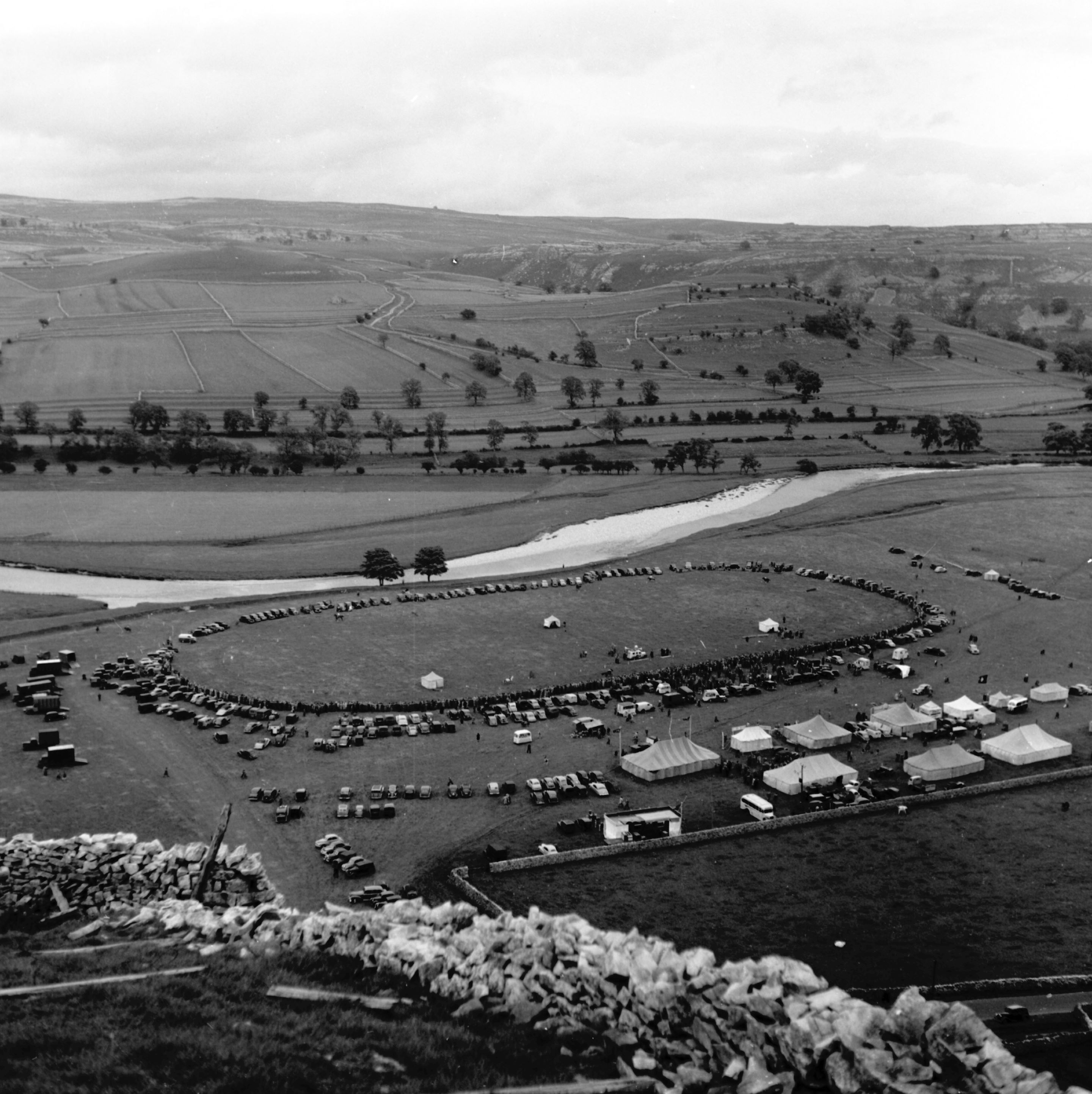 A view of Kilnsey Show, one of the most important agricultural shows in the Yorkshire Dales.