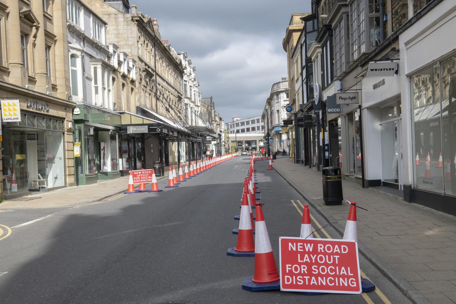 A deserted closed street during the COVID-19 pandemic.