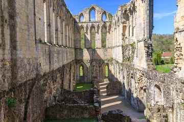 An inside view of a ruin. 