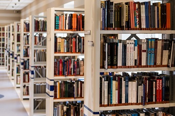 Rows of bookshelves.