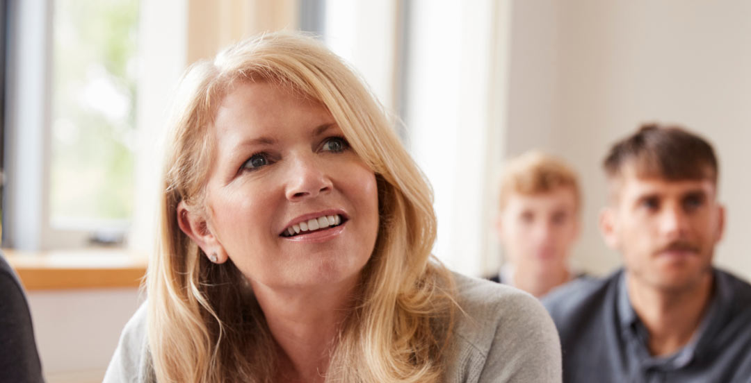 A lady in a class room