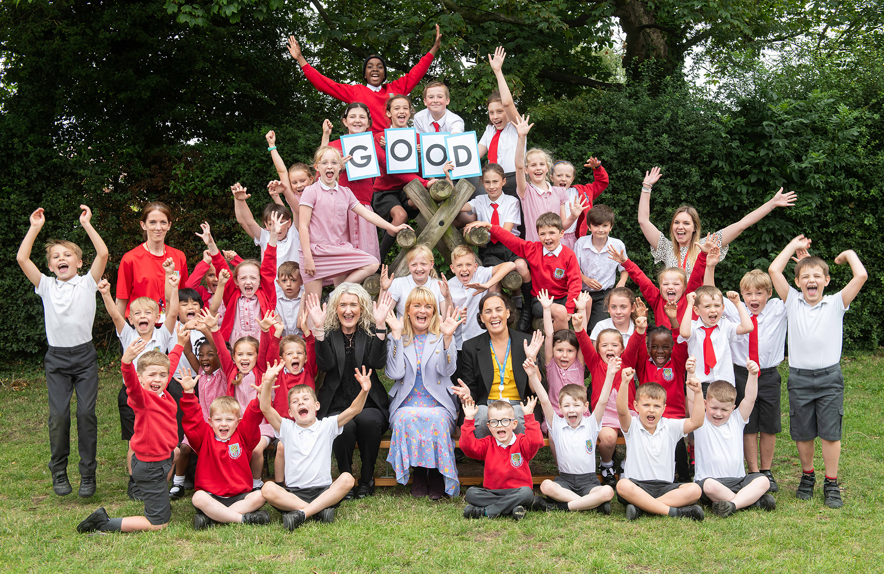 School pupils celebrating