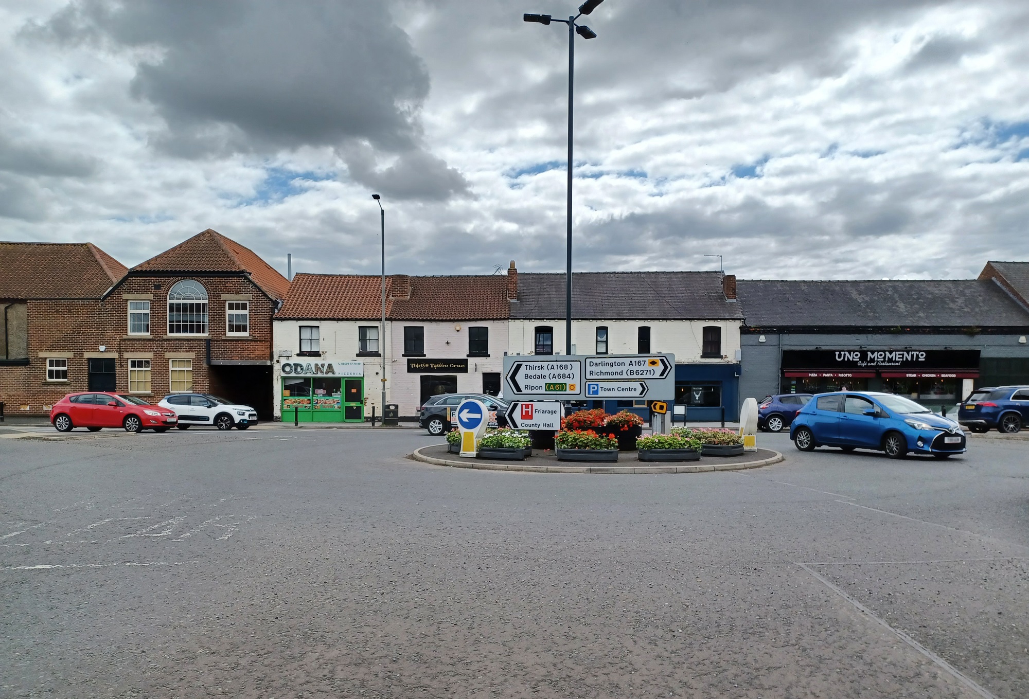 The Marks and Spencer roundabout on Friarage Street in Northallerton, which is part of the upcoming resurfacing scheme.