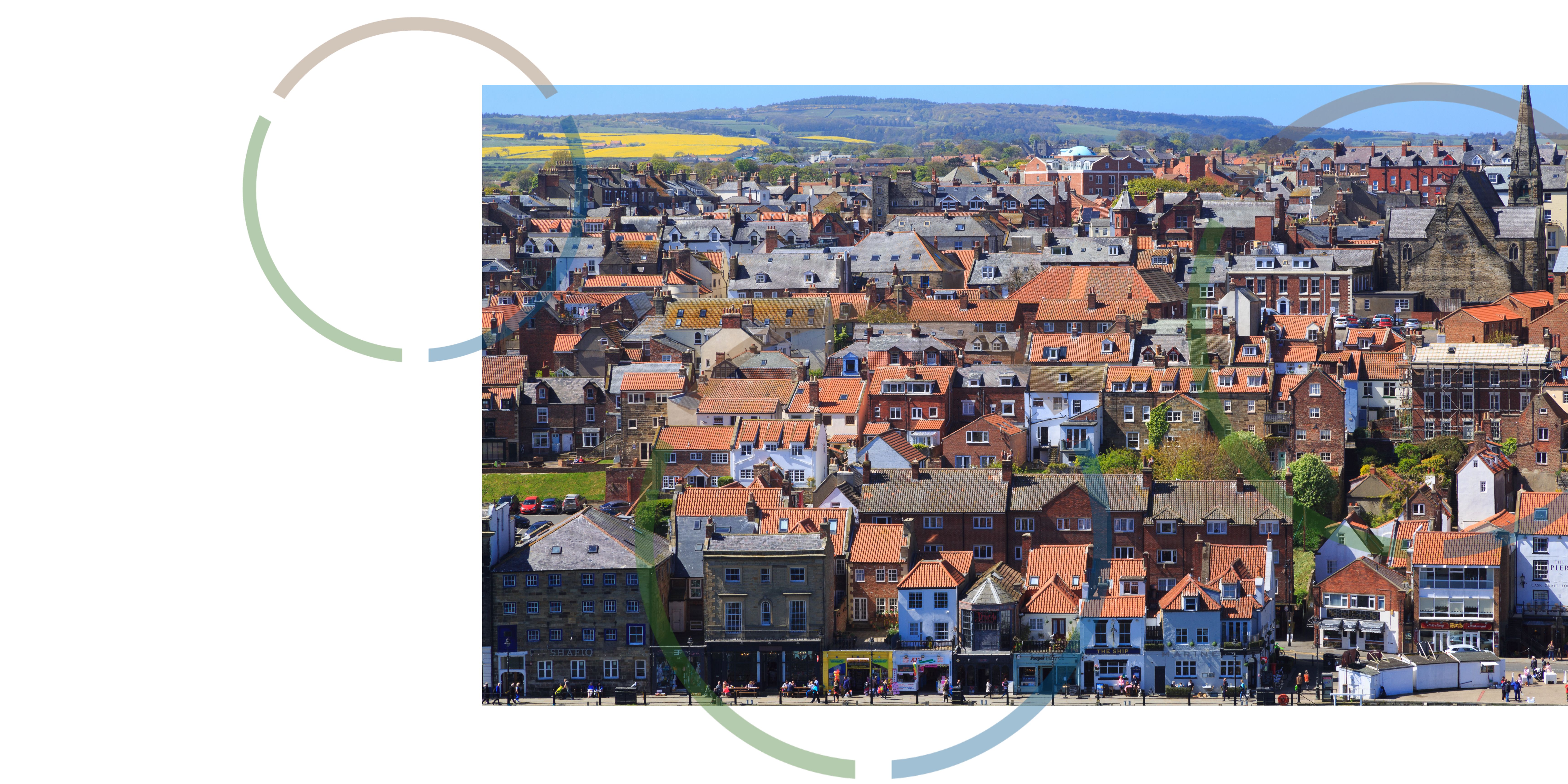 An aerial view of a North Yorkshire town.