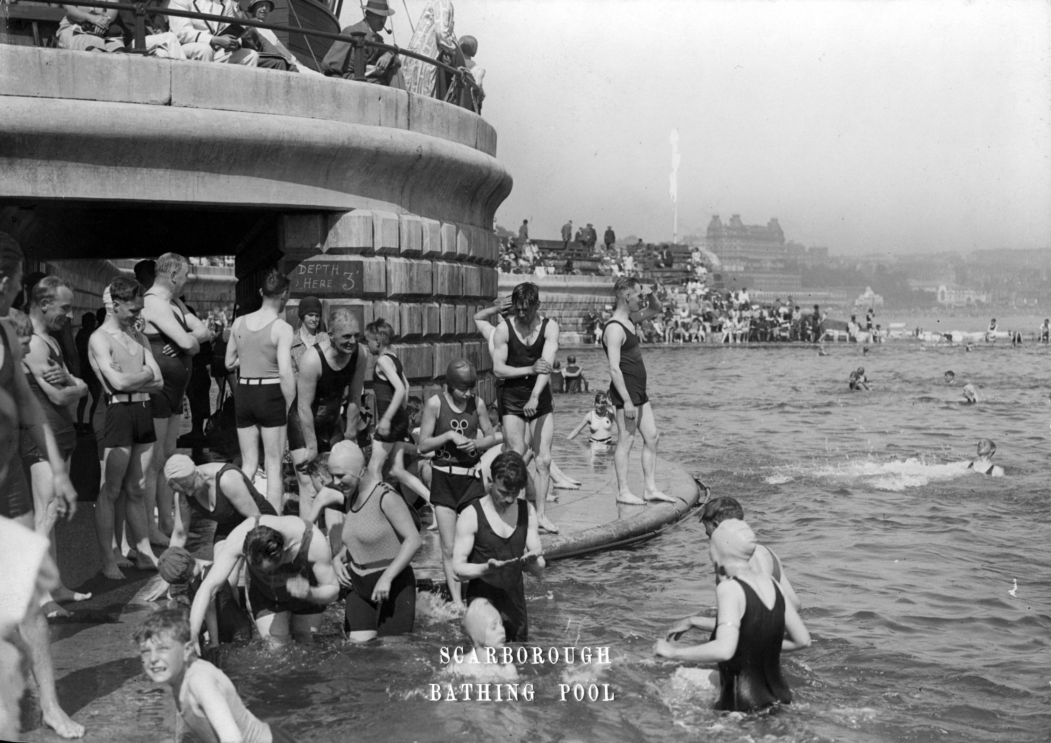 Scarborough bathing pool in South Bay. Built during the First World War, it opened in July 1915 and offered unheated sea bathing until the 1980s.